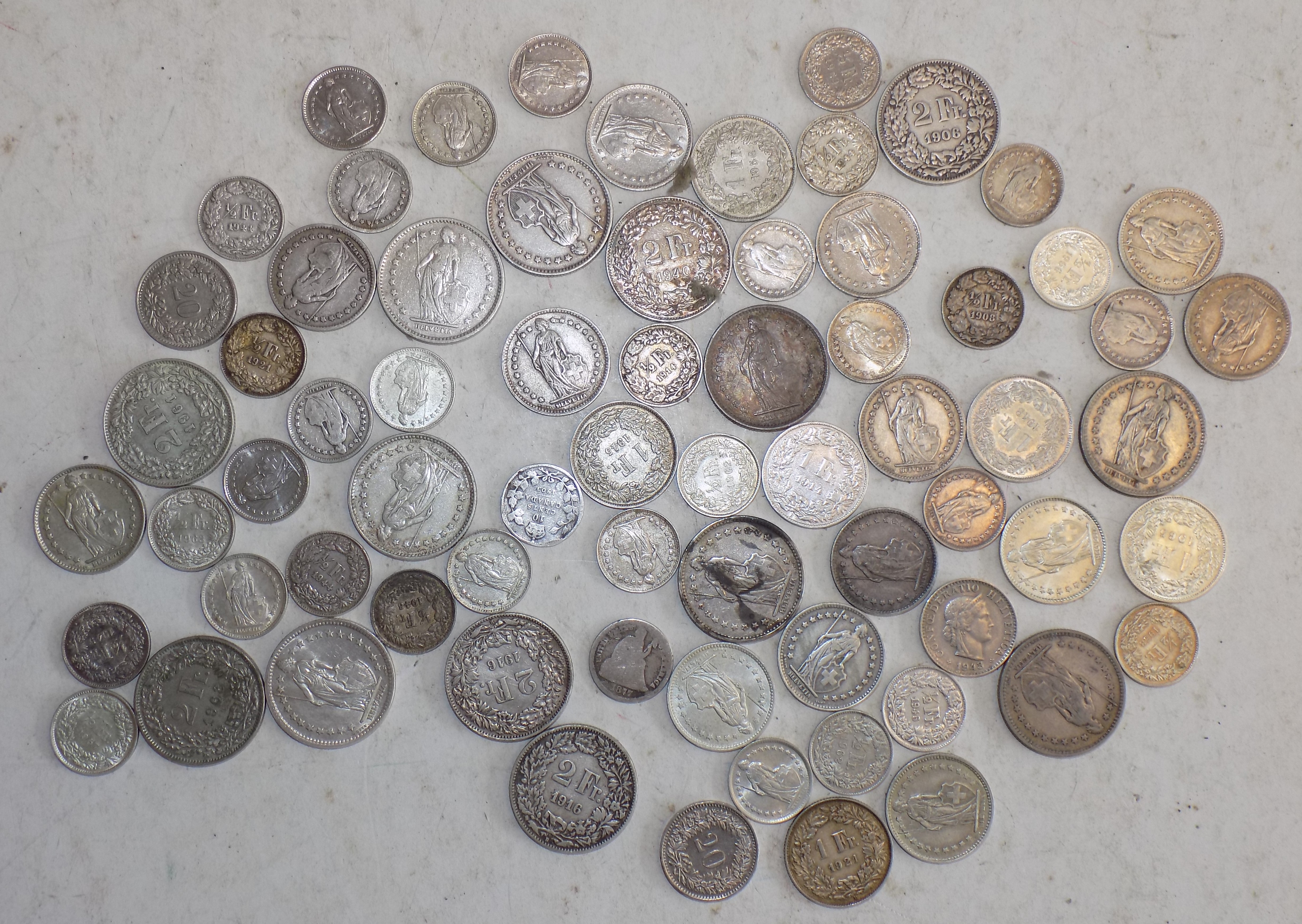 Mainly Swiss silver coinage.