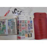 A well filled "Swiftsure" stamp album etc contained in old suitcase.