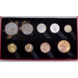1950 proof coin set of nine coins, original Royal Mint card box.