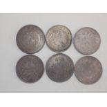 Six 19th century World silver coins.