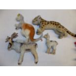 Steiff:- four plush covered animals each with card label.