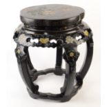 A Chinese black lacquered hardwood jardiniere stand,
