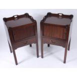 A pair of George III mahogany tray top commodes,