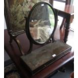A George III style green and black lacquered dressing table mirror,