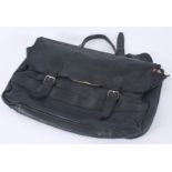 An Asprey black leather double sided satchel bag, 40.5 x 54.5cm.