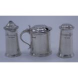 A three piece cruet and matching spoon, 8.6oz.