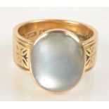 An 18ct gold mourning ring set a moonstone, Edinburgh 1872, possibly by George & Michael Crichton,