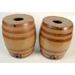 Two stoneware spirit barrels, height 33cm, diameter 27cm.