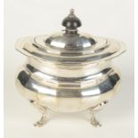 A fluted silver tea caddy of oval vase shape by Charles Boyton & Son Ltd, London 1923, 7.2oz.