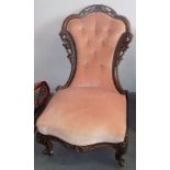 A Victorian walnut ladies salon chair,