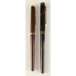 A Waterman tortoiseshell lacquered Executive fountain pen with 18ct gold Waterman Ideal nib and a