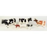 A collection of five Beswick figures of cattle, including Coddington Hilt Bar, Claybury Leegwater,