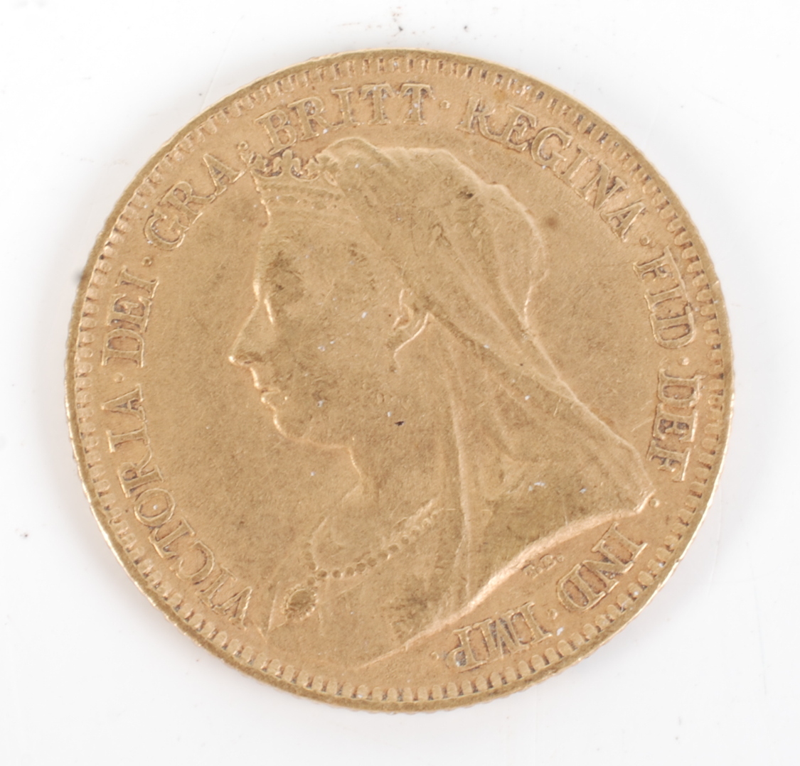 A 1893 Queen Victoria half sovereign, very fine. - Image 2 of 2