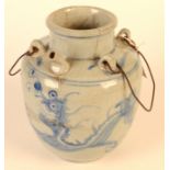 A Vietnamese blue and white kettle style water vessel,