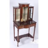 An Edwardian inlaid mahogany display cabinet and stand,