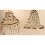 A pair of cut glass and gilt metal ceiling shades, height 21cm, diameter 18.5cm.