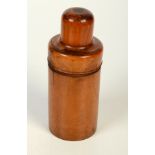 A treen bottle case and cover, height 23cm, diameter 9cm.