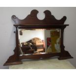 An Edwardian mahogany overmantle mirror, of small proportions, height 70cm, width 101cm, depth 13.
