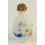 A Peking white glass carved overlay snuff bottle, height 7.5cm.