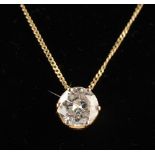 A solitaire diamond pendant of almost 2ct spread set in high purity gold, tests as 18ct,