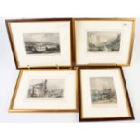 Four Cornish engravings, entitled 'Falmouth', 'Dolcoath Copper Mine, Camborne, Cornwall',