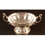 A Bernard Muller Dutch oval panelled bowl with twin handles, Chester import mark 1903, 8.9oz.