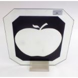 An Apple Records black promotional mirror, on the original perspex stand, 36 x 29.5cm.