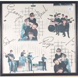 A section of Beatles wallpaper, framed and glazed, 56 x 59cm.