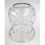 A glass oil lamp shade, height 22.2cm, diameter of base 10cm.