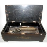 A 19th century Swiss music box with a 28cm cylinder numbered 5352 with Zither attachment and slow