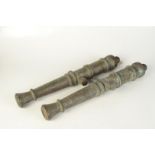 A pair of bronze cannon, in Georgian style, maximum length 57cm.