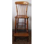 An ash and elm high chair, late 19th century,