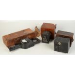 A Voigtlander Brilliant box camera, a Warwick No.