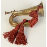 A WWI German brass bugle, inscribed 'L.MITSCHING ELBERFELD 1915', length 27cm.