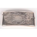 A vest pocket engraved silver visiting card case, Birmingham 1920, 1oz.