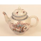 A Worcester porcelain teapot, 18th century, height 13cm, width 16.5cm.