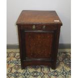 A Victorian inlaid rosewood coal box, the fall front opening to reveal a metal liner, height 49cm,