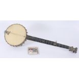 A mahogany and chrome banjo impressed 'J.