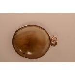 A gold mounted 18th century agate intaglio carved with a coat of arms. 22.5 x 25.5mm, depth 5.2mm.