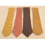 Four Hermes ties. Condition report: All in unworn condition.