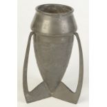 A Liberty pewter finned vase designed by Archibald Knox, pattern no.1226, height 8.9cm.