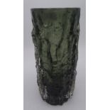 A Whitefriars glass dark grey bark vase, height 23cm.