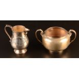 An Adie Brothers Ltd plain silver sugar bowl, together with a plain silver cream jug, 9.4oz.