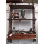 A pair of Chinese Chippendale mahogany hanging shelves,