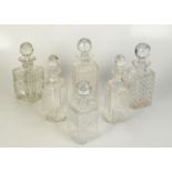 A pair of cut glass decanters and stoppers, 19th century,