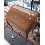 A French walnut inlaid bureau, circa 1900,