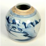 A Chinese blue and white pottery jar, 19th century,