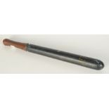 A Victorian wooden police truncheon, painted VR and with a ribbed handle, length 45cm.