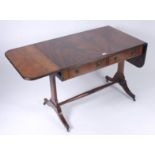 A mahogany sofa table, with two frieze drawers on downswept supports, height 72cm, width 97cm,