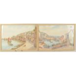 A pair of harbour scene watercolours by T.H. Victor, Newlyn and Mousehole, each 23.7 x 33.7cm.